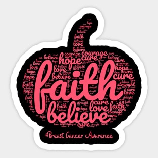 Womens Breast Cancer Awareness Month Funny Pink Pumpkin Halloween Sticker